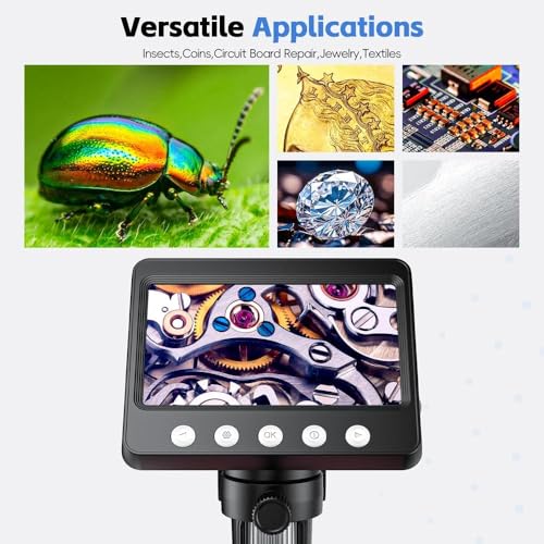 4.3" Digital Microscope for Adults, SKYEAR Coin Microscope 1000X Magnification with 8 Ajustable LED Fill Lights, USB Microscope for Windows/MacOS, Coin Collection Supplies-Black - color: Black