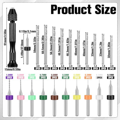 41PCS Pin Vise Hand Drill 20 Pcs Micro Twist Hand Drill Bit Set