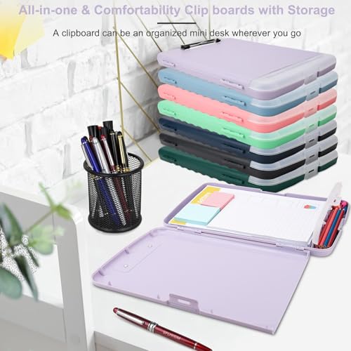 Clipboard with Storage, A4 Binder Nursing Clipboards with Pen Holder, Heavy Duty Storage Clipboards with Low Profile Clip, Clipboard Folder Side-Opening, Smooth Writing Clip Board (02Purple) - color: 02purple