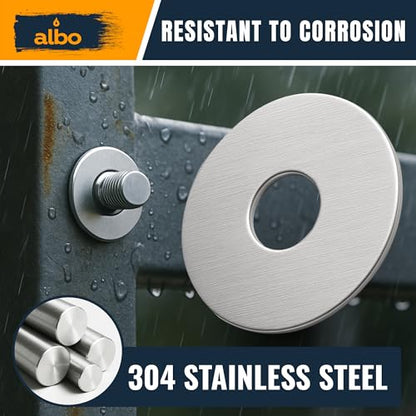 ALBO 100 Pcs 5/16" x 1-1/4" 304 Stainless Steel Fender Flat Washers - size: 5/16" x 1-1/4" - 100pcs