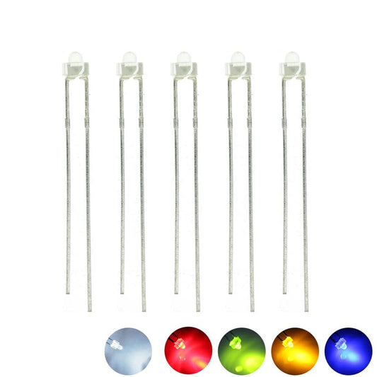 100PCS 1.8mm Round LED Diode Light Assorted Kit Green Blue White Yellow Red Component DIY (Water Clear Len Kit(r,g,b,w,y), 1.8mm Round top) - color: Water Clear Len Kit(r,g,b,w,y), size: 1.8mm Round top