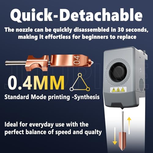 3-Pack 0.4MM Upgrade High Flow Hotend Kit for Flashforge AD5X Nozzle, All Metal 3s Quick-Detachable Nozzle kit,HTR 550°C Hardened Steel Nozzle,32mm³/s High Flow,600mm/s High-Speed AD5X Parts - color: 3PK 0.4MM AD5X Nozzle