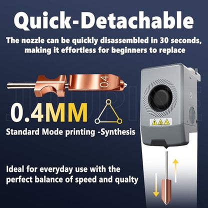 3-Pack 0.4MM Upgrade High Flow Hotend Kit for Flashforge AD5X Nozzle, All Metal 3s Quick-Detachable Nozzle kit,HTR 550°C Hardened Steel Nozzle,32mm³/s High Flow,600mm/s High-Speed AD5X Parts - color: 3PK 0.4MM AD5X Nozzle
