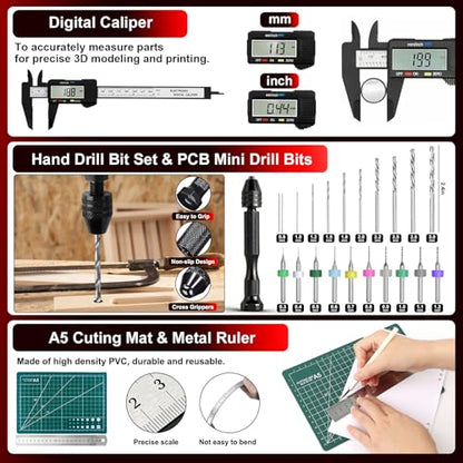 295 PCS 3D Printing Tool Kit, 3D Printing Accessories with Nozzle Cleaning Kit,Deburring Tool,Screwdriver Set,Digital Caliper,Smoothing Tools,3D Printer Tools for Model Removing Finishing 3D Print - color: 295PCS