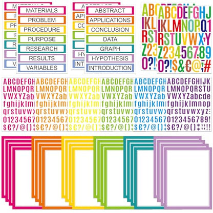 PerKoop 36 Sheets Science Fair Board Poster Boards Supplies 24 Self Adhesive Presentation Subtitles 4 Science Fair Project Titles 8 Personalized Letter Sticker for Classroom(Neon Color) - color: Neon Color
