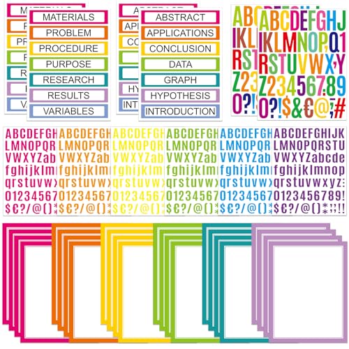 PerKoop 36 Sheets Science Fair Board Poster Boards Supplies 24 Self Adhesive Presentation Subtitles 4 Science Fair Project Titles 8 Personalized Letter Sticker for Classroom(Neon Color) - color: Neon Color