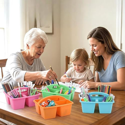 6 Pack 4 Compartment Classroom Caddy with Handle, Rainbow - color: Rainbow