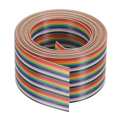 MECCANIXITY 1 Pcs 30 Pin Flat Rainbow Ribbon Cable 6.6 Ft 1.27mm Pitch Breadboard Jumper Wires for Electronic Projects - size: 6.6 Ft, style: 30P