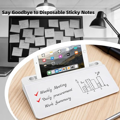 Glass Desktop Whiteboard,Dry Erase Board Buddy Keyboard Stand - color: White