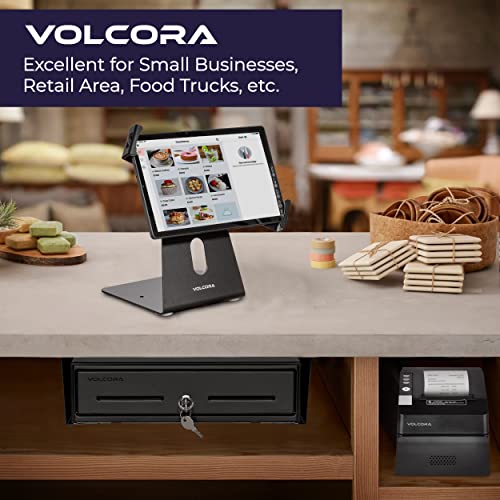 Volcora 13" Electronic Cash Register Drawer with Under Counter Mounting Metal Bracket - POS, 4 Bill 5 Coin Cash Tray, Removable Coin Compartment, 12-24V RJ11/RJ12 Key-Lock, Media Slot, Black - color: Black