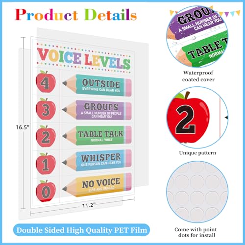 D24TIME 11.2''x 16.5'' Colorful Pencils Voice Level Chart for Classroom - color: Attractive-Pencil