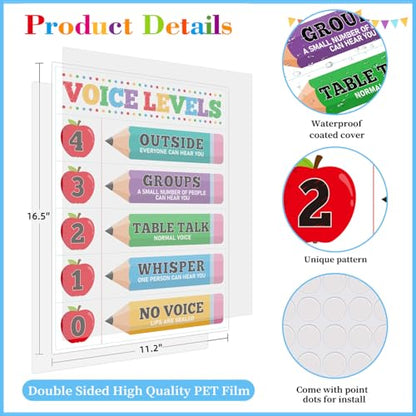 D24TIME 11.2''x 16.5'' Colorful Pencils Voice Level Chart for Classroom - color: Attractive-Pencil