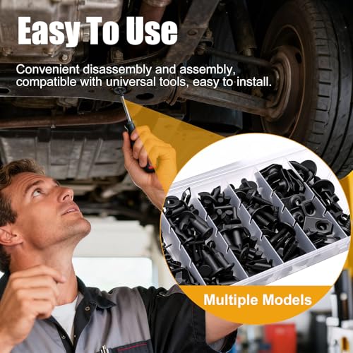 weideer 100PCS M4.2 M6 M8 Universal Fender Liner Screw U Nut Kit,Engine Splash Shield Hex Head Screw U Clips,Push Retainer Fastener Rivet Clips - color: BK-M4.2 M6 M8 Kit