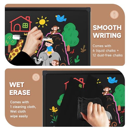 SELEAD Magnetic Chalkboard 72 x 48 Inches - Black Aluminum Frame - size: 72"W x 48"H