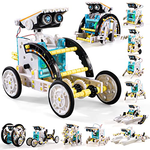 Lucky Doug Toys for Ages 8-13,12-in-1 STEM Solar Robot Kit Toys Gifts for Kids 8 9 10 11 12 13 Years Old, Educational Building Science Experiment Set Gifts for Kids Boys Girls - color: White