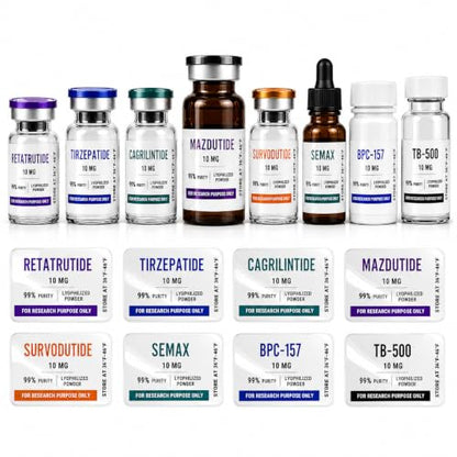 Custom Peptide Vial Labels 1.5 x 0.75 Waterproof Vinyl Stickers for Bottles