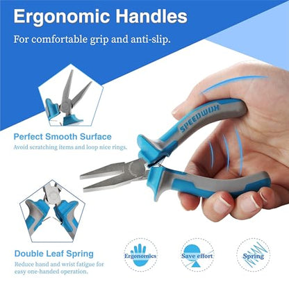 SPEEDWOX 4.5 Inch Flat Nose Pliers For Jewelry Making Smooth Jaw - style: 5" Flat Nose Plier