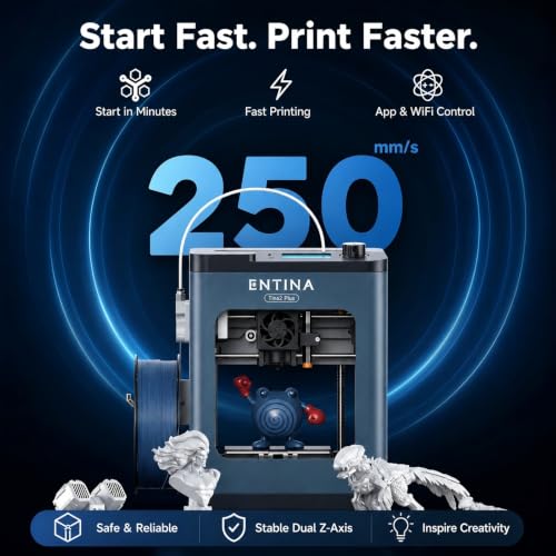 Entina Tina2 Plus 3D Printer, 250mm/s Fast Printing 3D Printer for Beginners & Kids, WiFi & App Control, Fully Assembled, Auto Leveling, PEI Build Plate, Open Source Mini 3D Printers for Home & School - color: Blue