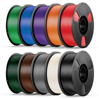UJOY3D 10kg Hyper PLA+ 3D Printer Filament Bundle, Upgraded PLA+ Filament 1.75mm, 1kg Spool 10 Pack, Black+Cream White+Grey+Red+Cobalt Blue+Green+Christmas Green+Orange Yellow+Coffee Brown+Iris Purple - color: Hyper Pla+ Bundle 10kg Black+cream White+grey