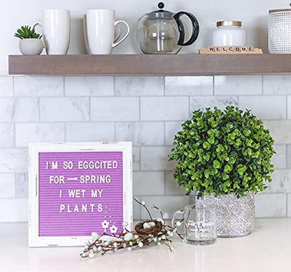Purple Felt Letter Board Back to School Sign with Rustic Wood White Frame - Farmhouse Letter Board Sign with Stand - Baby Announcement 10x10 Felt Changeable Messages with 350 Set - color: Lilac, size: 10x10 inches