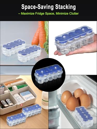 2 Pack Peptide Case for Fridge 10-Slot, 5ml Vial Storage Case for Refrigerator, Insulin Cooler Travel Case TSA Approved, 5ml Peptide Vial Storage Holder for Insulin, GLP-1, Peptides -DawnBox- Clear.