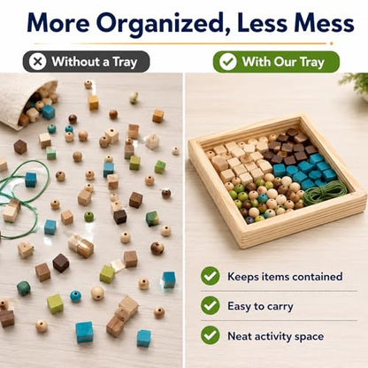 6-Pack Small Wooden Trays for Montessori Activities