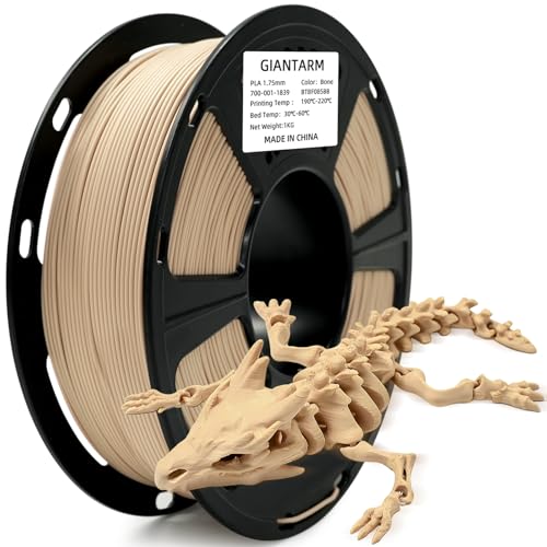 GIANTARM PLA Filament,3D Printer Filament 1.75mm,Neatly Wound Bone White 3D Printing Filament for Most FDM 3D Printers,Dimensional Accuracy +/- 0.02mm,1kg Spool (2.2lbs) - color: Bone White, size: 1kg