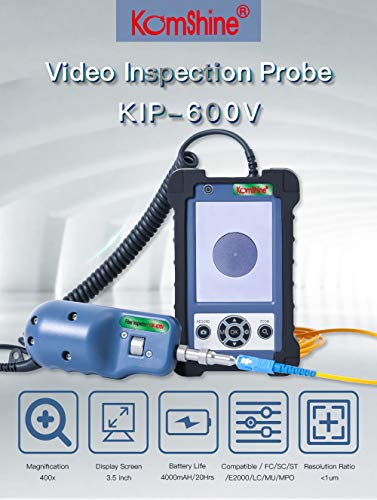 Fiber Optic Inspection Video Probe KIP-600V 400X Magnification Real-time Video Recording + 4 UPC Tips + 3.5 inch HD LCD Display + 4,000mAh Large Battery Capacity FTTX Tool - style: Modern and Compact