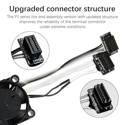 Bamboo Lab P1 Hotend Assembly Complete with Hardened Steel 0.4mm Nozzle,Ceramic Heater, Thermistor, Cooling Fan,Silicone Sock for P1S P1P 3D Printer Extruder Heating Block Replacement - size: 0.4MM, style: P1 Series