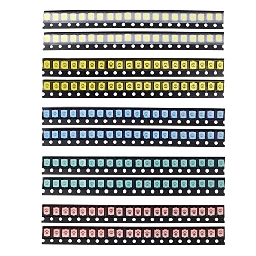200pcs SMD LED Diodes Kit 3528/1210 Lights Assorted Diode SMD LED Diodo Kit Green RED White Blue Yellow Lighting Bulb Each 40PCS Lamps Light Emitting Diodes 03528/1210 LED Kit - color: 3528/1210 Multi-colored