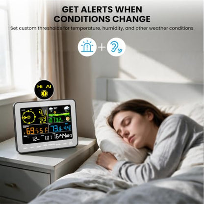 Sainlogic Weather Station Wireless, Weather Station with Rain Gauge, Wind Speed, Wind Direction, Weather Forecast, Air Pressure, Humidity (No WiFi), Gray - color: Gray