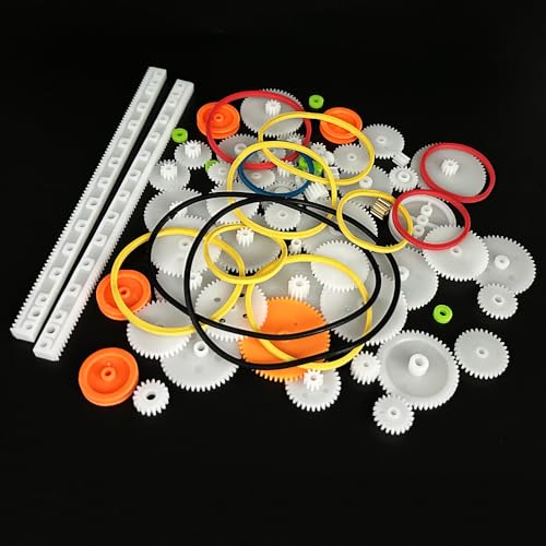 70PCS Small Gear Kit Plastic Gears Belt Pulley Single Gear Spindle Gear Small Motor Gears for DC Motor RC Car Robot Model Toy DIY Gear Replacement (70)