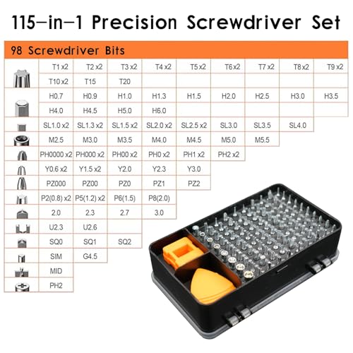 Mini Screwdriver Set,Professional 115 in 1 Magnetic Repair Tool Kit