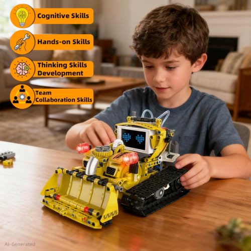 5 in 1 Robot Building Set with RC & APP for Boys Kids Ages 8-14