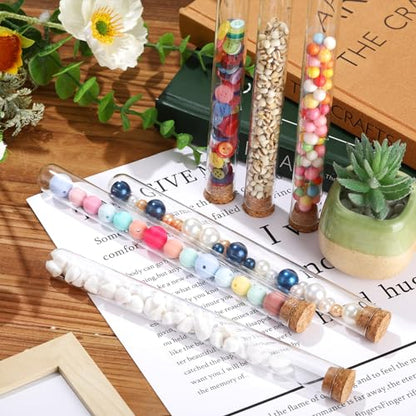 Thyle Glass Test Tubes Bulk with Cork Clear Stoppers, 20x200mm/44ml, 100 Pcs - size: 20x200mm/44ml