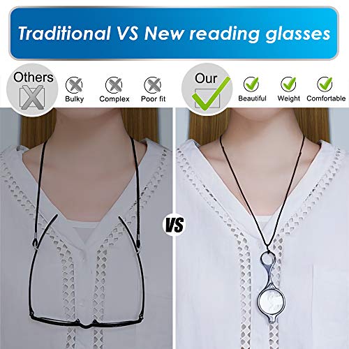 TERAISE Reading Glasses Pendant Necklace Readers for Women Lightweight - color: Yellow Leopard+blue Leopard