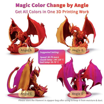 ZIRO PLA Filament 1.75mm, Color Change by Angle, 1KG Afterglow (Matte) - color: Afterglow(matte)