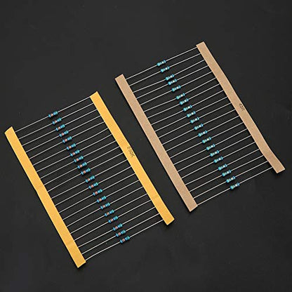 2600 Pieces 130 Values 1% Metal Film Resistors Assortment Kit for DIY Projects, 1 Ohm - 3M Ohm 1/4W Leaded Resistors with Storage Box