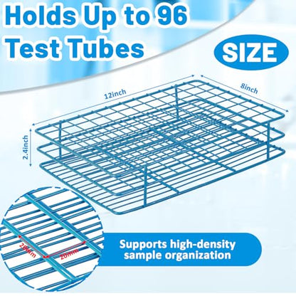 Test Tube Holder Rack, 96-Place Stainless Steel Wire, 13-20 mm