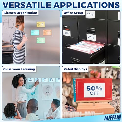 Mifflin-USA - Index Card Holder - 4x6”, 100 Pack - Clear Self-Adhesive Pockets - Label Holders for Organizing Storage Bins & Containers - lastic Sleeves for Protecting Cards & Labels - size: 6x4" (Pack of 100)