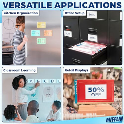 Mifflin-USA - Index Card Holder - 4x6”, 50 Pack - Clear Self-Adhesive Pockets - Label Holders for Organizing Storage Bins & Containers - Plastic Sleeves for Protecting Cards & Labels - size: 6x4" (Pack of 50)