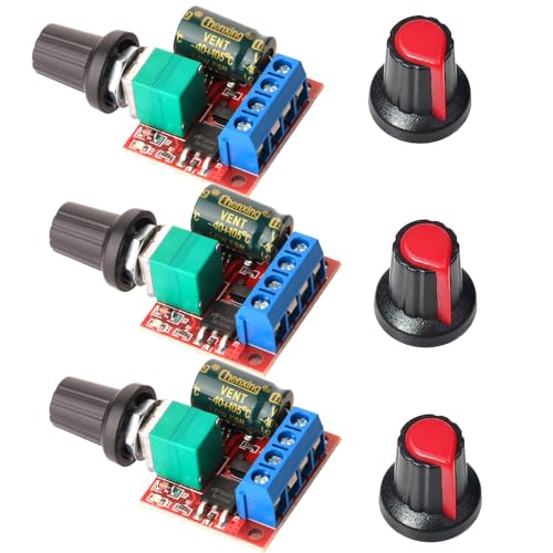 Gebildet 3pcs Mini DC Motor PWM Speed Controller, DC 5V-35V 5A Speed Adjustable Switch Module, 6V 12V 24V Variable Voltage Regulator Dimmer Governor Switching Build with LED Indicator - style: 35V/5A