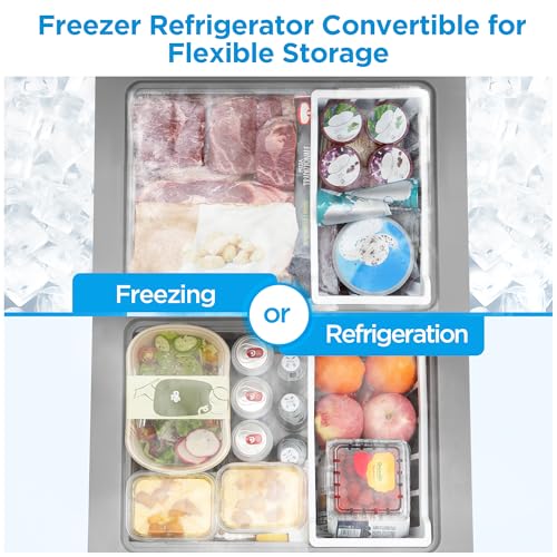 Midea 3.5 Cu.ft Chest Freezer, Fridge Freezer Convertible with LED Light - size: 3.5 Cubic Feet