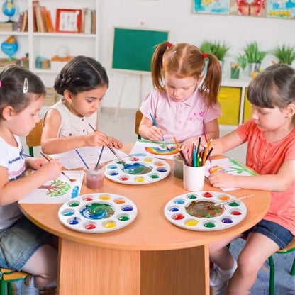 36 Pack Paint Palettes, Round Plastic Paint Palette Trays for Acrylic, Watercolor and Gouache, Reusable Paint Mixing Trays for Kids, Classroom, School and Art Parties - color: Circular 36 Pcs