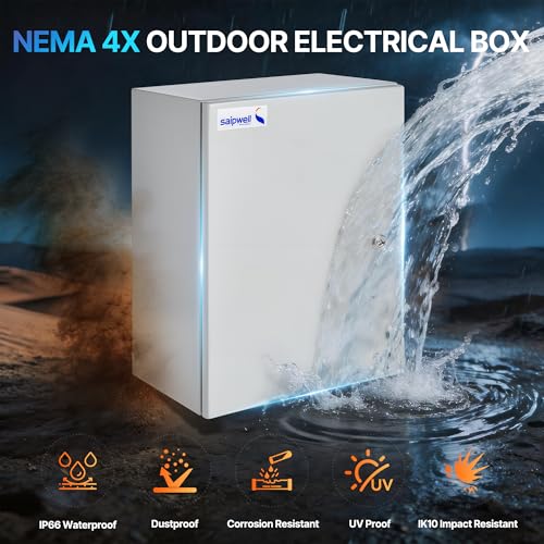 20x16x10 NEMA 4X Electrical Enclosure Metal Outdoor Enclosure Box - size: 20"H × 16"W × 10"D