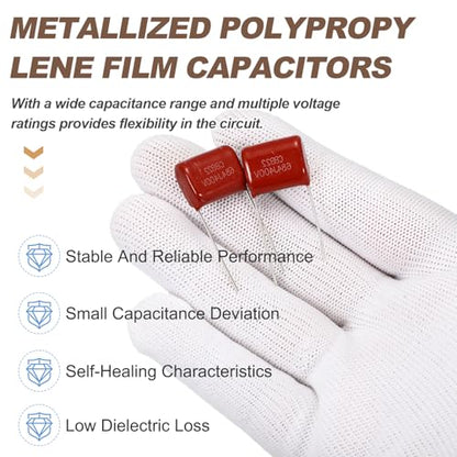 MECCANIXITY Capacitors Kit CBB21/CBB22 400V 684J 0.68UF Red 20 PCS - style: 400V 684J 0.68UF