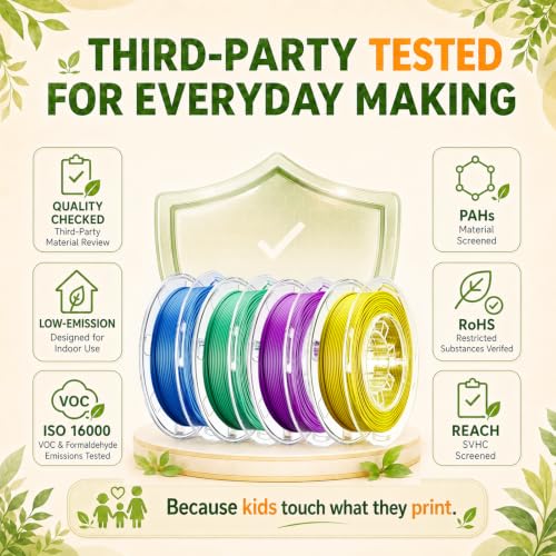 AOSEED PLA Filament Set 1.75mm (±0.02mm), 4-Pack, 200 g (0.44 lb) per Spool - color: Multi-Color (4 PLA)