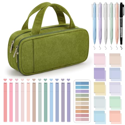 Jutom 39 Pcs Aesthetic Book Annotation Kit,Green,Classic Style - color: Green, style: Classic Style