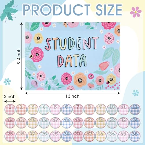 Marspark 10 Set Classroom Organization Folder Labels Student Data Stickers - style: Flower