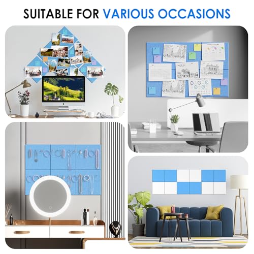 MaxGear Felt Bulletin Board 36" x 24", 6 Pack Blue Felt Wall Tile Push Pin - color: Blue, size: 36" x 24"